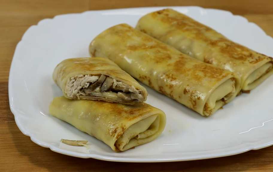Recette : Crêpes au poulet, aux champignons et au fromage